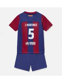 Otroški Nogometna dresi replika Barcelona Inigo Martinez #5 Domači 2023-24 Kratek rokav (+ hlače)
